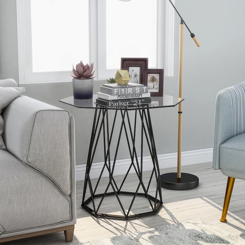Parisa Contemporary 24-inch Glass Top Side Table by Furniture of America