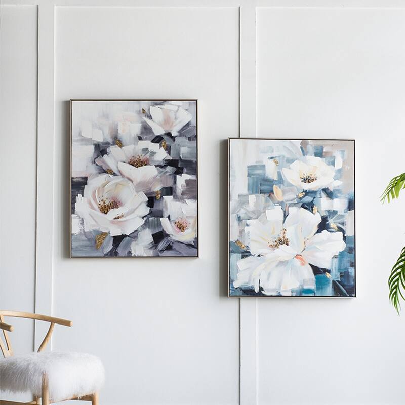 Large Rectangle Framed Wall Art Flower Canvas Print, Home Decor