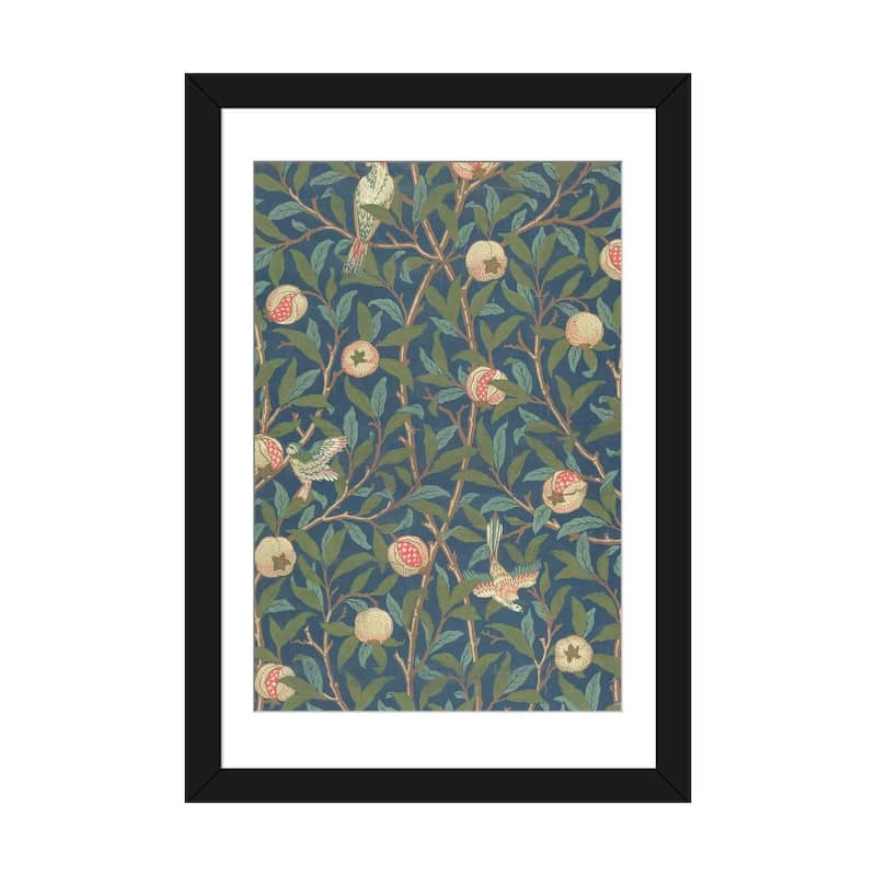 iCanvas "'Bird and Pomegranate' Wallpaper Design, printed by John Henry Dearle " by William Morris - Black - 32x24x1