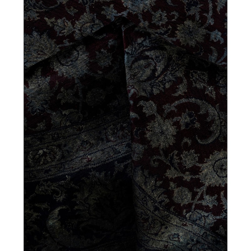 Overdyed One-of-a-Kind Hand-Knotted Round Area Rug - Gray - 8' 1" x 8' 1"