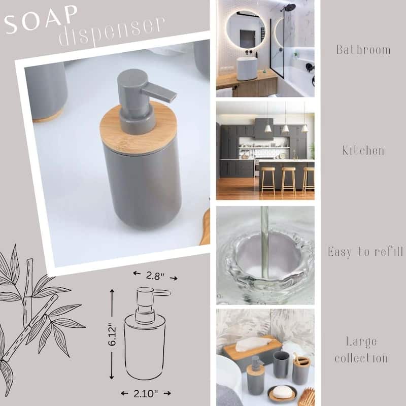 Grey Padang Bathroom Accessory Set 7-Pieces Bamboo