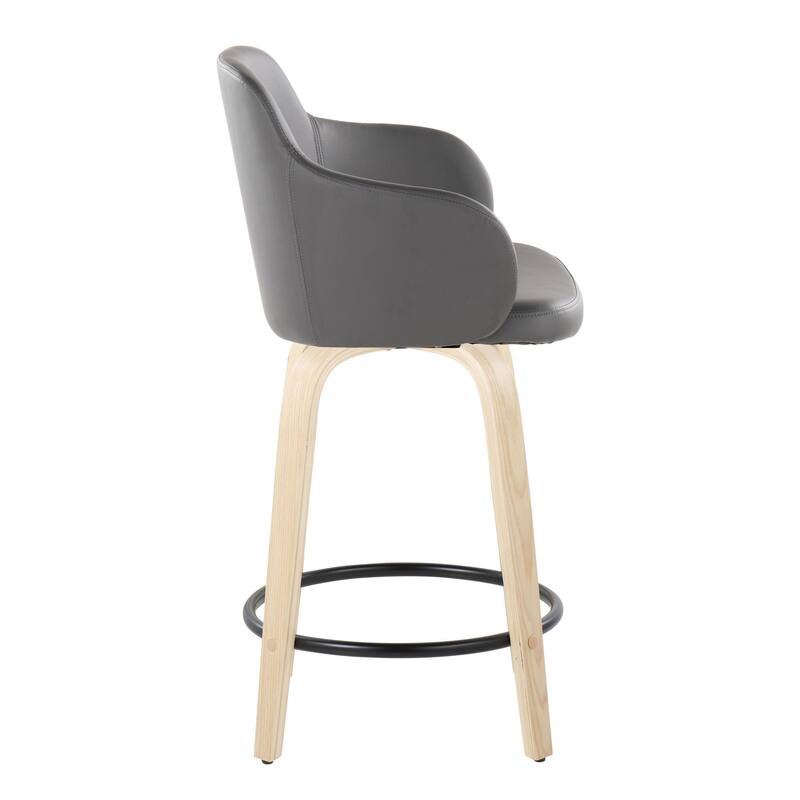 Carson Carrington Iglabo 24" Fixed-Height Counter Stool with Bent Wood Legs and Round Footrest (Set of 2)