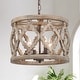 preview thumbnail 7 of 11, Farmhouse 4-Light Wood Drum Chandelier Kitchen Island Light for Dining Room