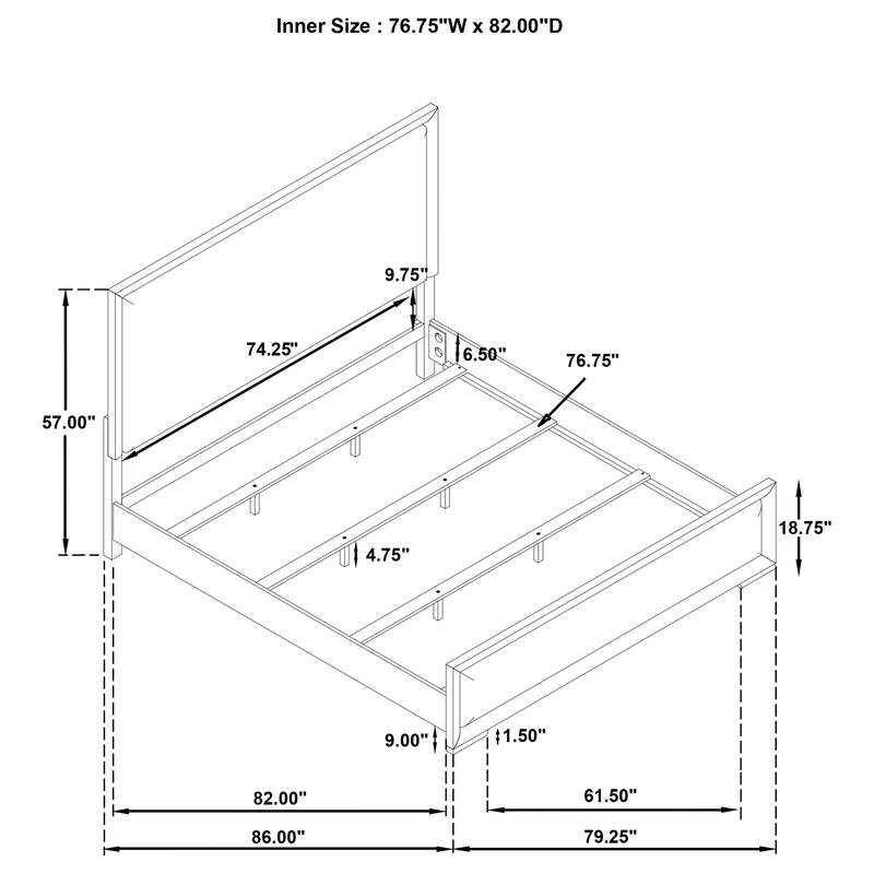 Gracemont 57-inch Panel Bed Grey and White