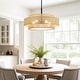 preview thumbnail 2 of 10, Bayou 5-Light Black Coastal Drum Chandelier with Double Rattan Shade - 24''W