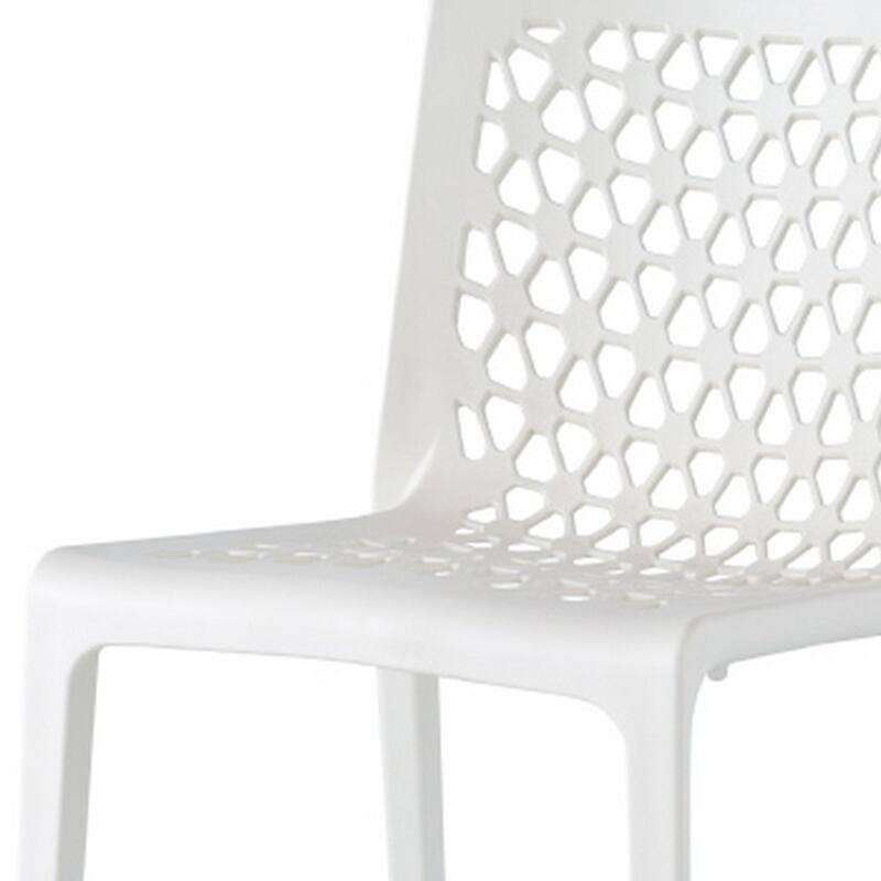 HomeRoots Set of Two White Heavy Duty Plastic Outdoor Stacking Dining Chairs
