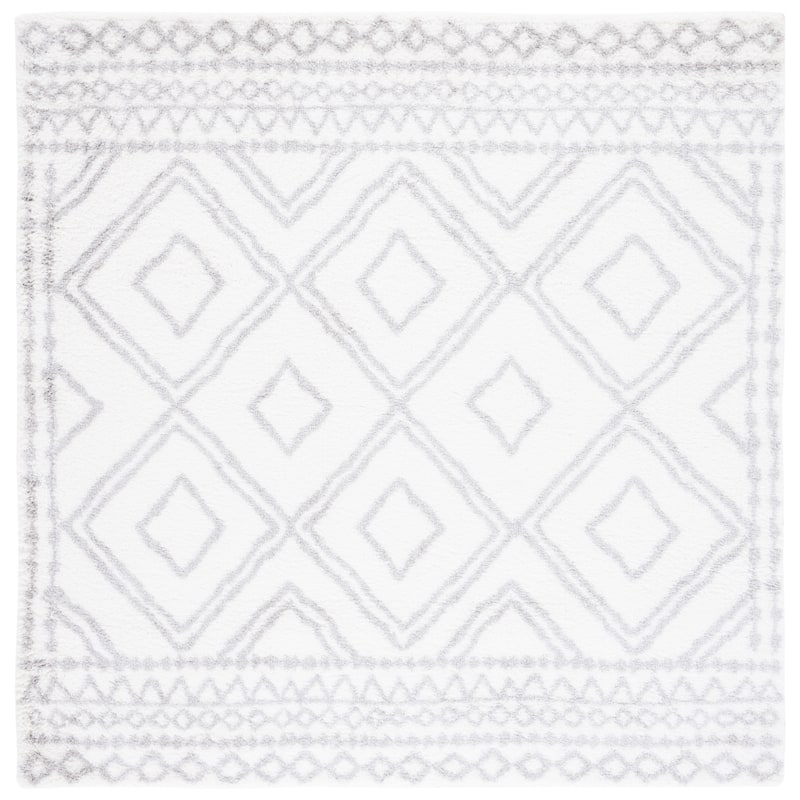 SAFAVIEH Berber Shag Anna Rug - 7' Square - Ivory/Grey