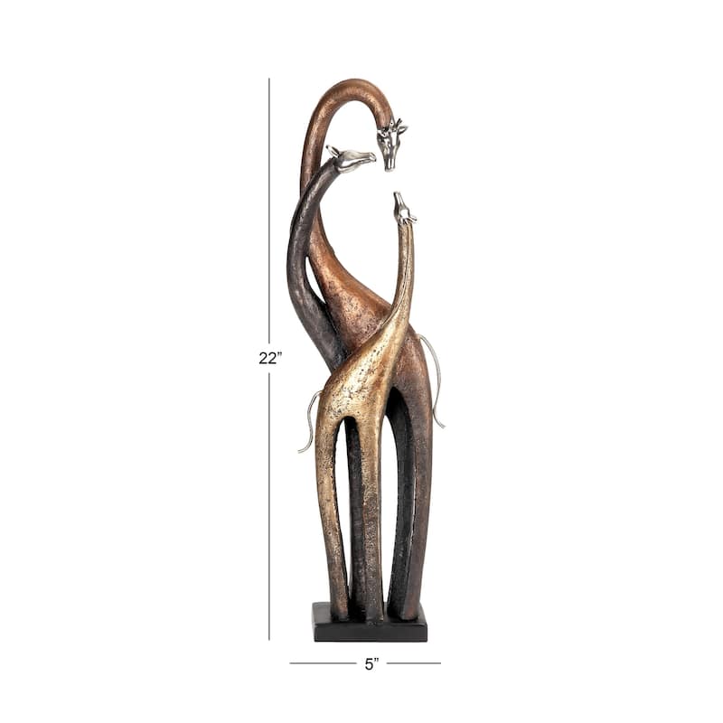 Polystone Giraffe Sculpture - Brass - Roche River Decor - 3"W x 5"L x 22"H