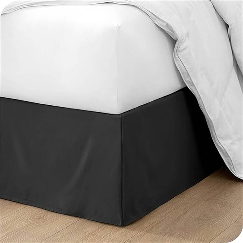 Pleated bed skirt - Black - Queen