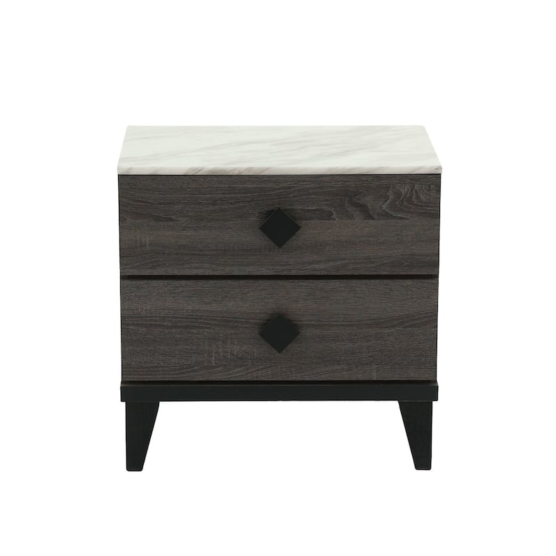 Two-tone Wooden Nightstand with 2 Drawers