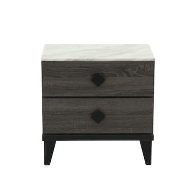 Two-tone Wooden Nightstand with 2 Drawers