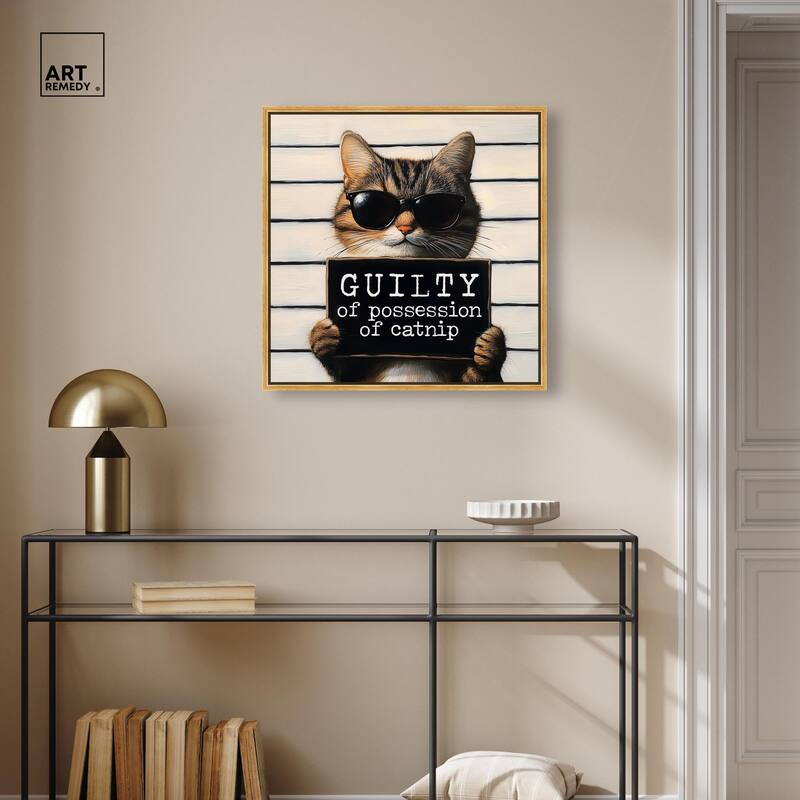 Guilty of Catnip Canvas by Art Remedy