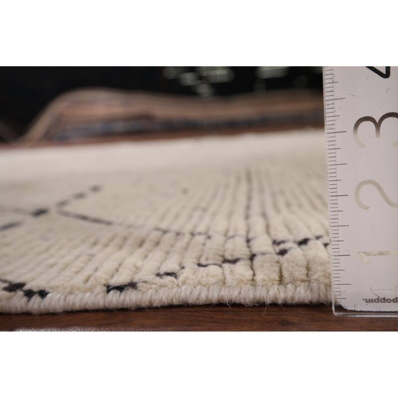 Striped Moroccan Area Rug Handmade Wool Carpet - 5'8" x 9'8"