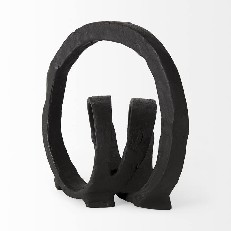 Black Metal Ribbon Loop Sculpture - 5" W x 8" D x 8" H