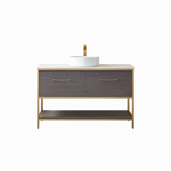 slide 2 of 11, Murcia 48" Single Vanity in Suleiman Oak with Stone Countertop