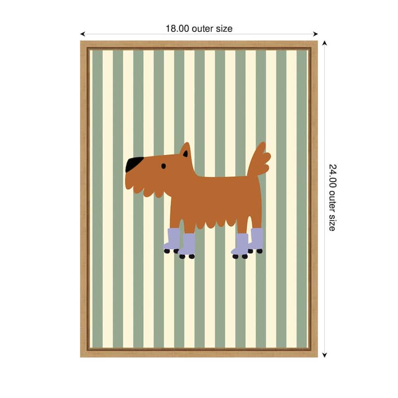 Kate and Laurel Skating Dog by Laura Moss Framed Canvas Wall Art Print