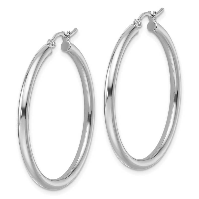 Curata 14k White Gold Polished Lightweight Tube Hoop Earrings - 36x37mm