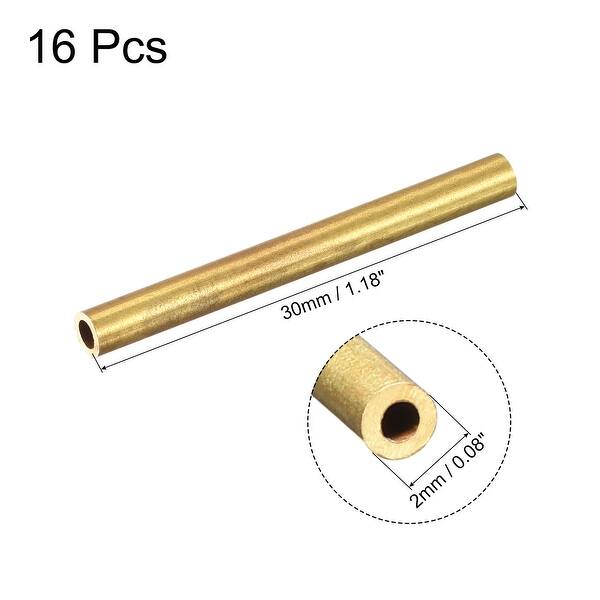 Brass Tube 7mm OD 1mm Wall Thickness 30mm Length Pipe Tubing for DIY 16 Pcs