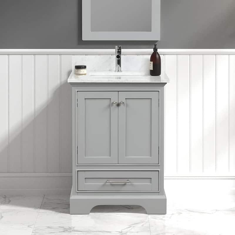 Blossom Copenhagen 24" Solid Wood Bathroom Vanity w/ Marble Top & Sink - Metal Grey