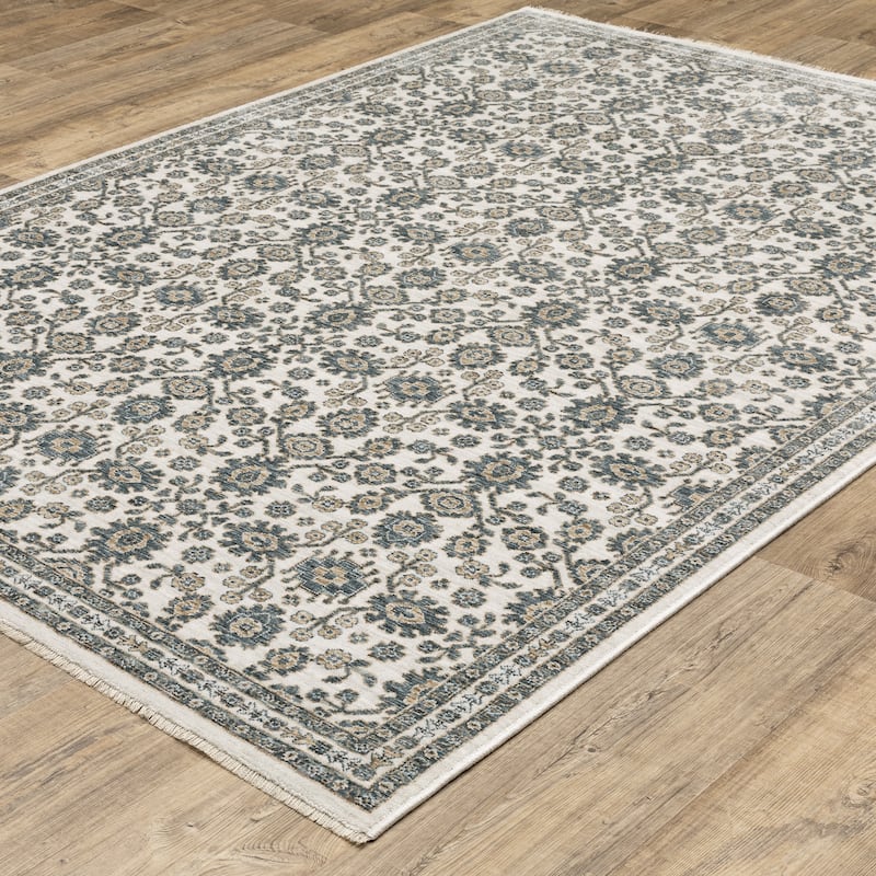 Style Haven Estella Floral Oriental Ivory/ Blue Area Rug