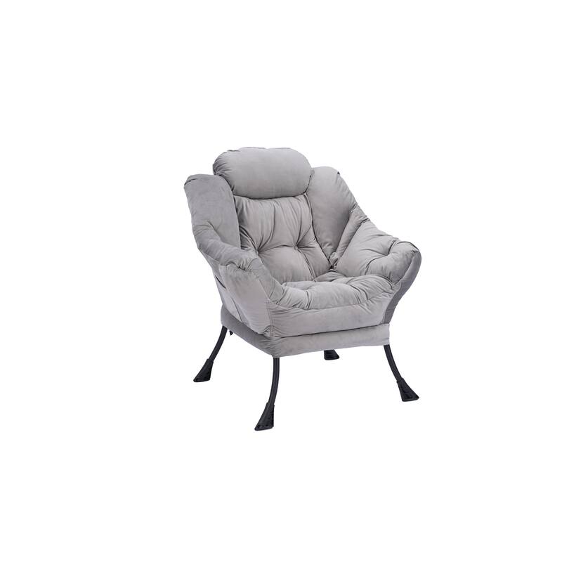 Accent Contemporary Lounge Chair, Single Steel Frame Sofa Chair with Armrests and A Side Pocket,with ottoman,with footrest