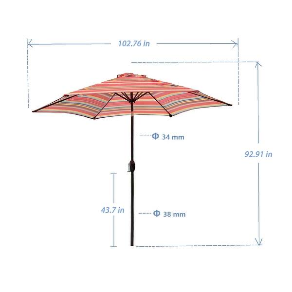 Outdoor Patio 8.6Feet Market Table Umbrella with Push Button Tilt and