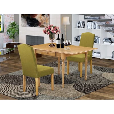 Asian Fusion 3Pc Kitchen Dinette Set - Small Table & 2 Chairs - Light Linen Fabric