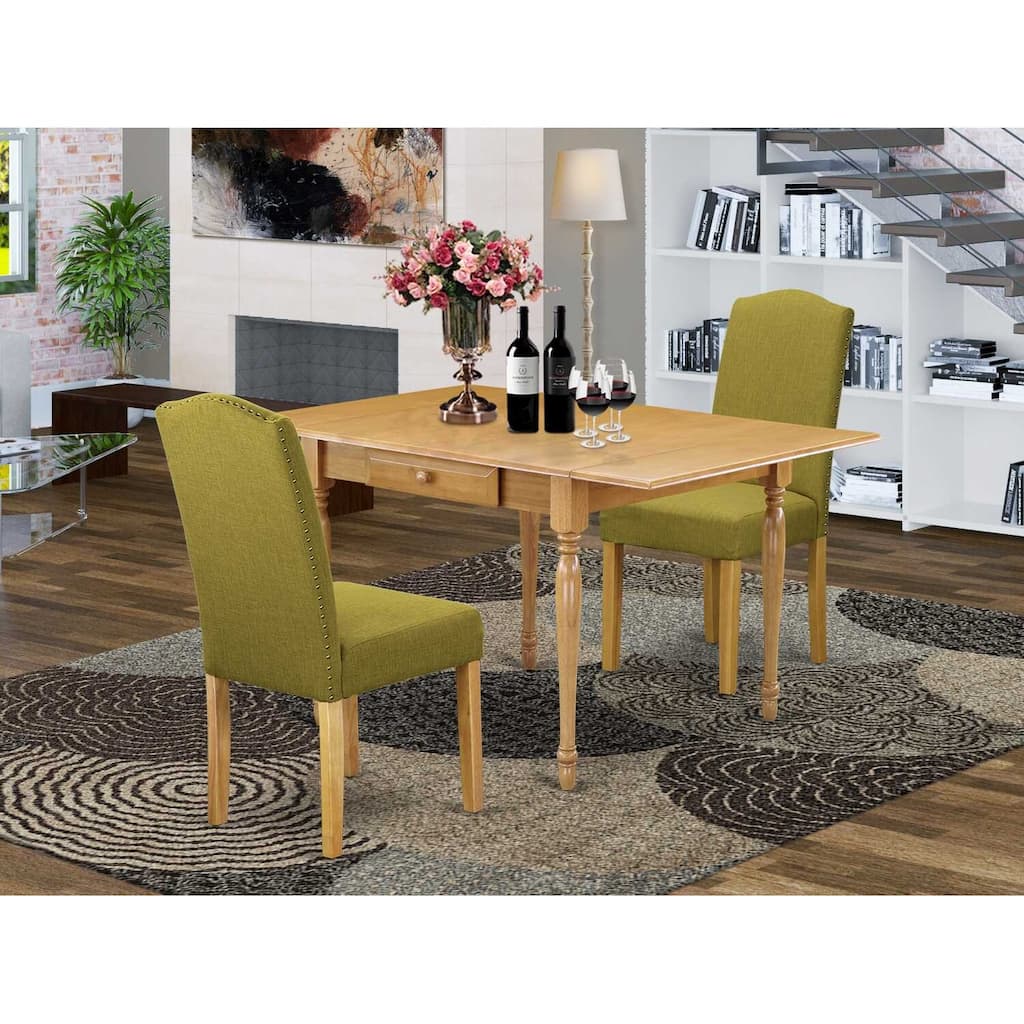 Asian Fusion 3Pc Kitchen Dinette Set - Small Table & 2 Chairs - Light Linen Fabric