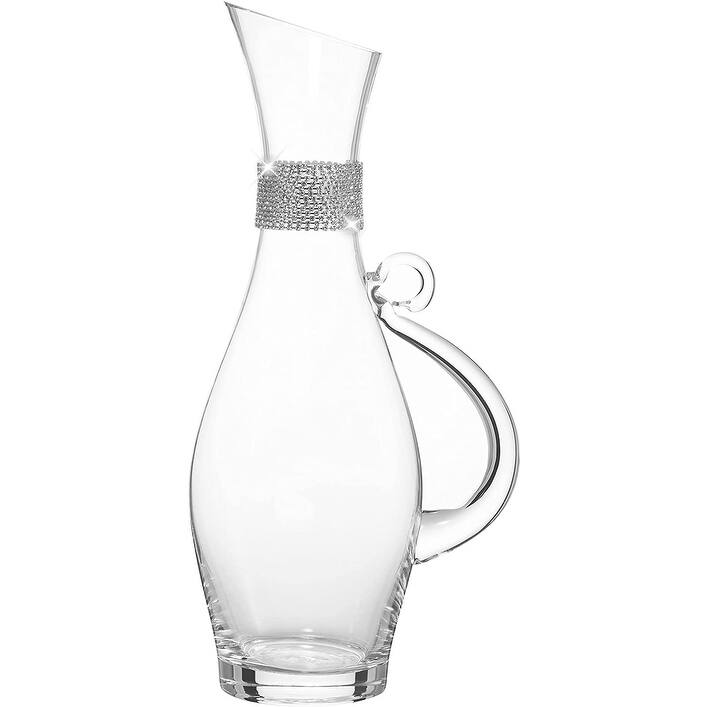 Berkware Elegant Large Wine Decanter with Dazzling Rhinestone Design - Silver