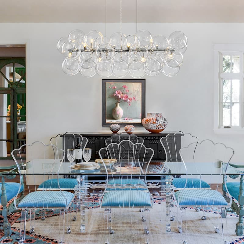 Modern 42" Large Glass Sputnik Bubble Chandelier Cluster Smoked Linear Chandelier