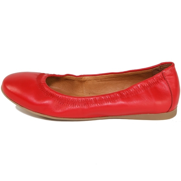 womens red leather flats