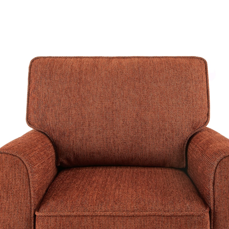 Chenille 360° Swivel Barrel Chair with Side Pockets, Ergonomic Support, and Removable Cushions