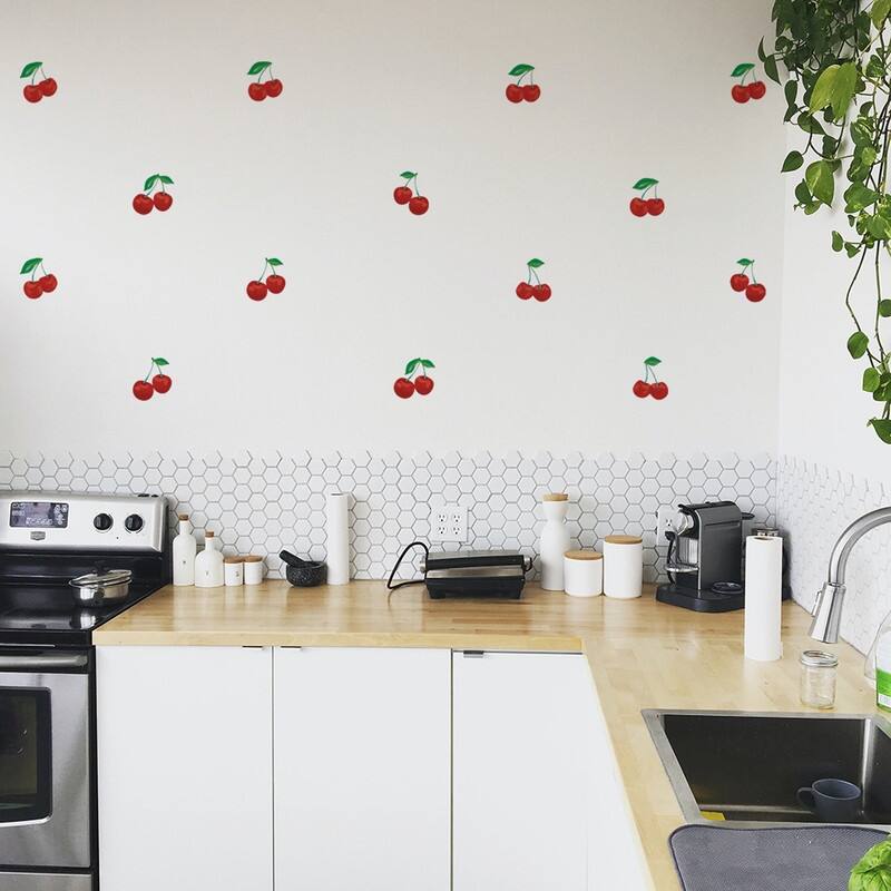 Tempaper Cherry Wall Decals (Contains 7 pieces on (1) 17.25" x 9.75" sheet)