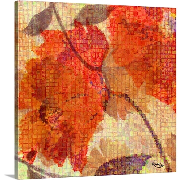 "Orange Abstract Floral" Canvas Wall Art