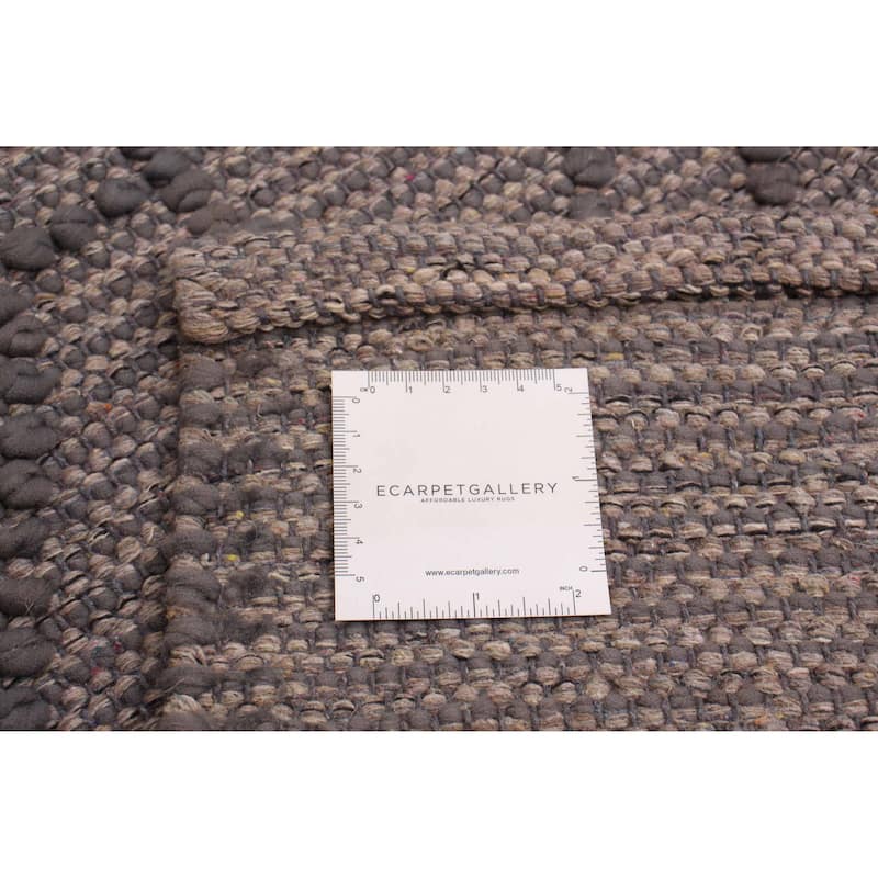 ECARPETGALLERY Braid weave Sienna Grey Wool Rug - 4'0 x 6'1