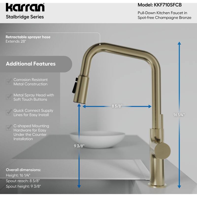 Karran USA KKF710 Stalbridge 1.8 GPM Single Hole Pull Down Kitchen