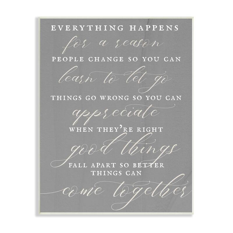 Stupell Good Things Fall Apart Motivational Phrase Soft Calligraphy Wood Wall Art - White - 13 x 19