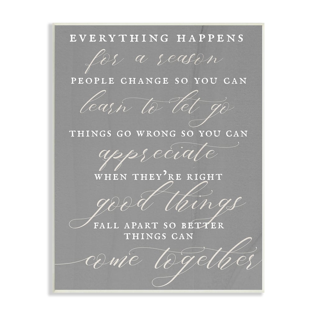 Stupell Good Things Fall Apart Motivational Phrase Soft Calligraphy Wood Wall Art - White