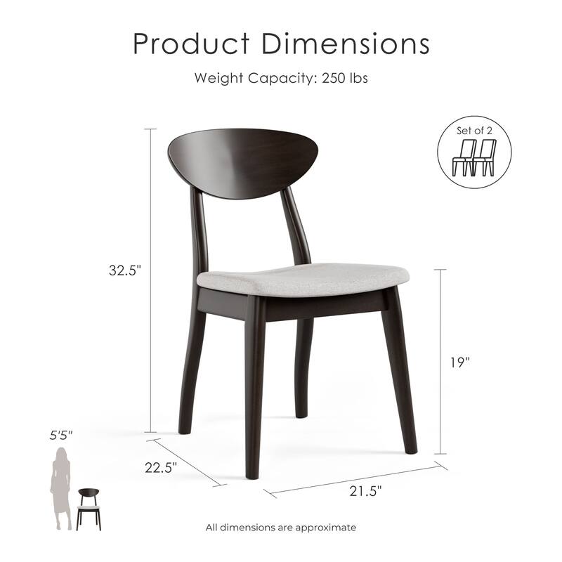 Furniture of America Abigail VI Mid-century Modern Black Handcrafted Solid Wood Dining Chairs (Set of 2)