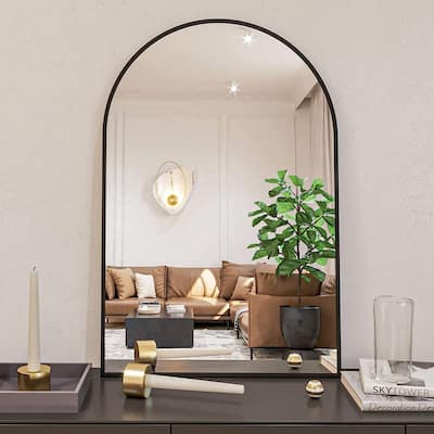 30" x 20" Modern Arch Top Wall Mirror with Metal Frame