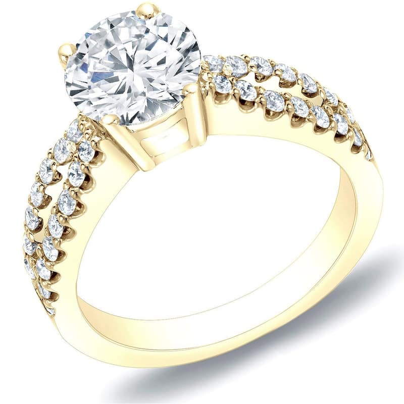 Auriya 14k Gold Round Diamond Engagement Ring 1ctw Split-band - Yellow - 6.5