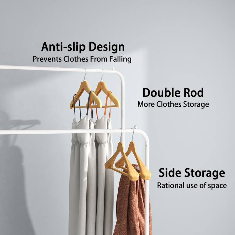 Garment Rack Freestanding Hanger Double Rods Multifunctional Bedroom