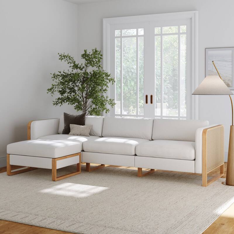 Madison Modern Upholstered Modular Sofa or Couch for Living Room with Solid Wood Legs