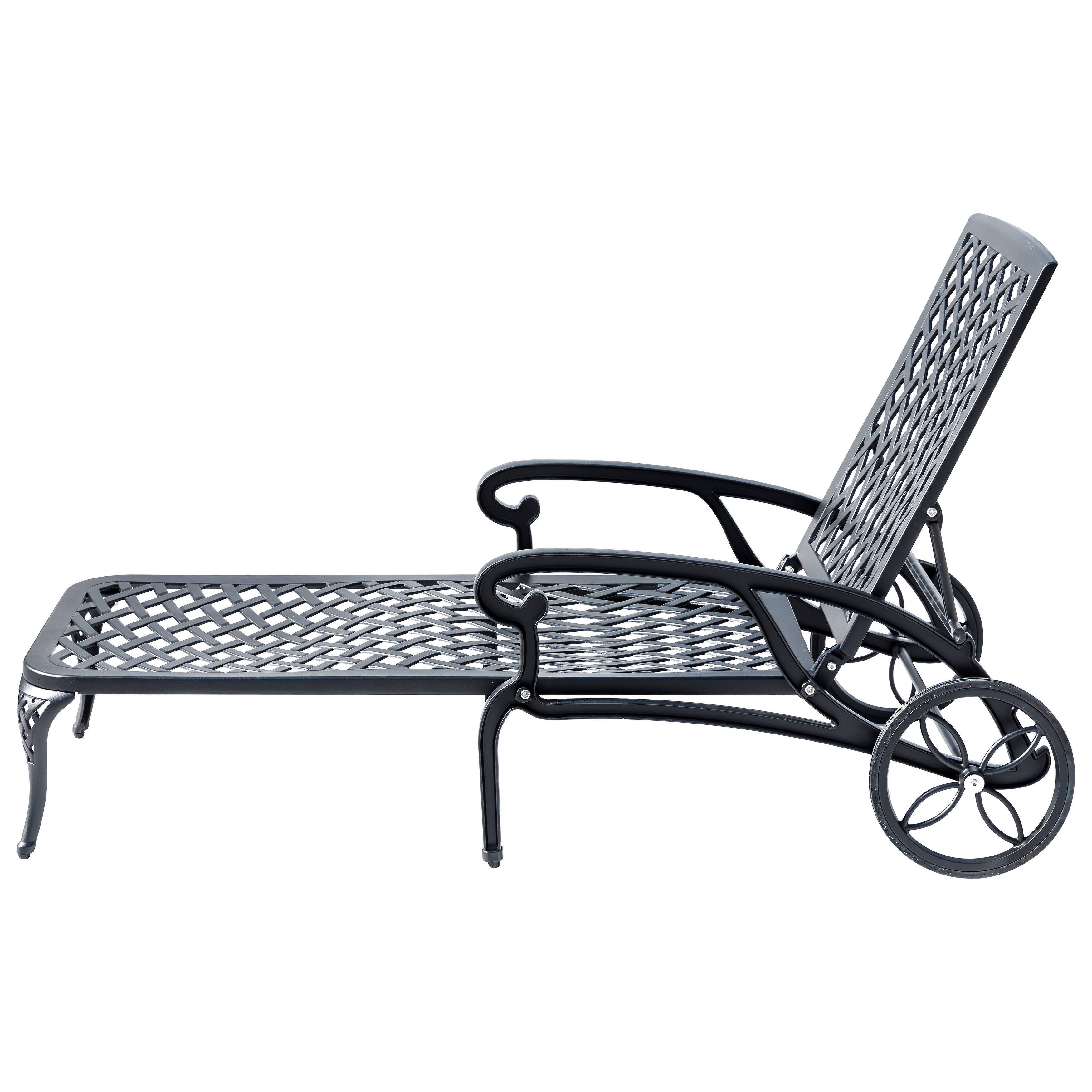 Black Metal Chaise Lounge Outdoor All Weather Garden Bench Bed Bath