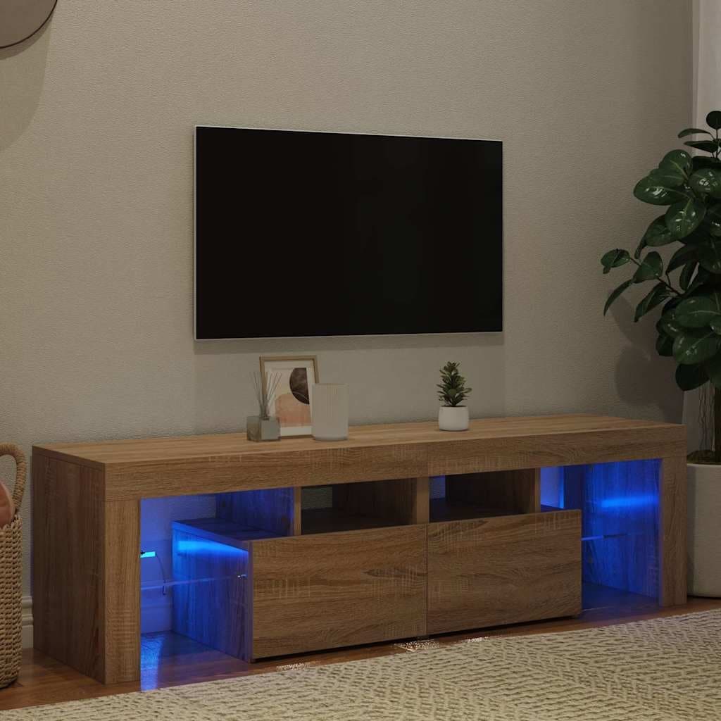 vidaXL TV Stand Sideboard Entertainment Center Media Unit with LED Lights - 55.1" x 14.4" x 15.7"
