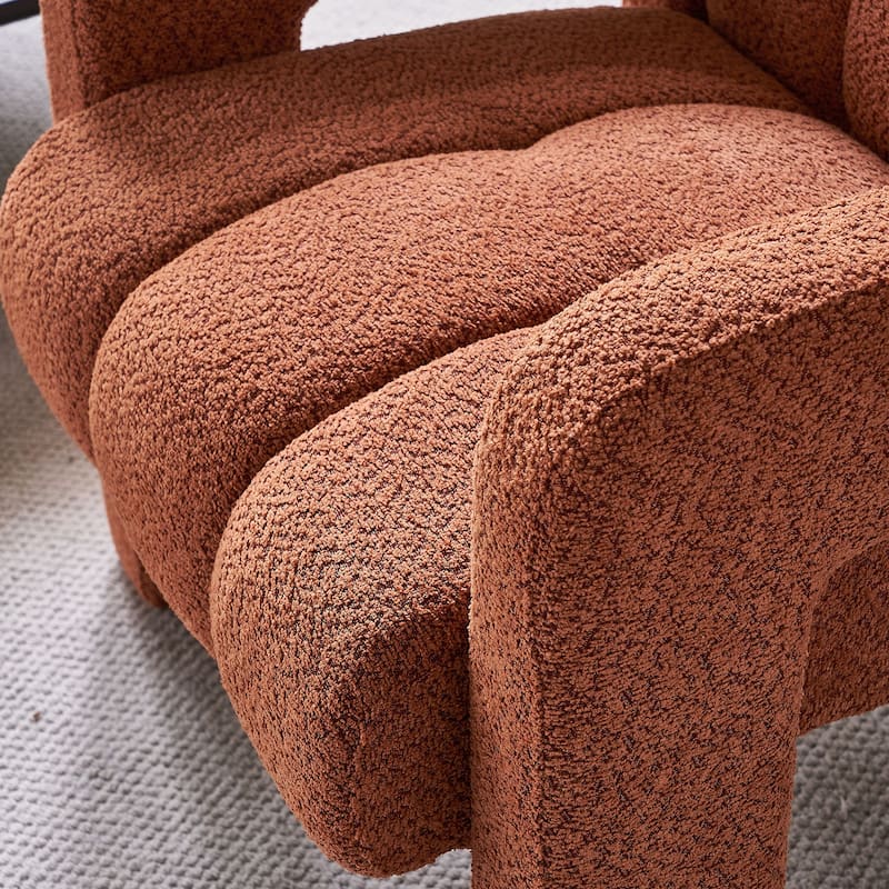 Boucle Accent Chair with Solid Wood Frame and High-Density Foam