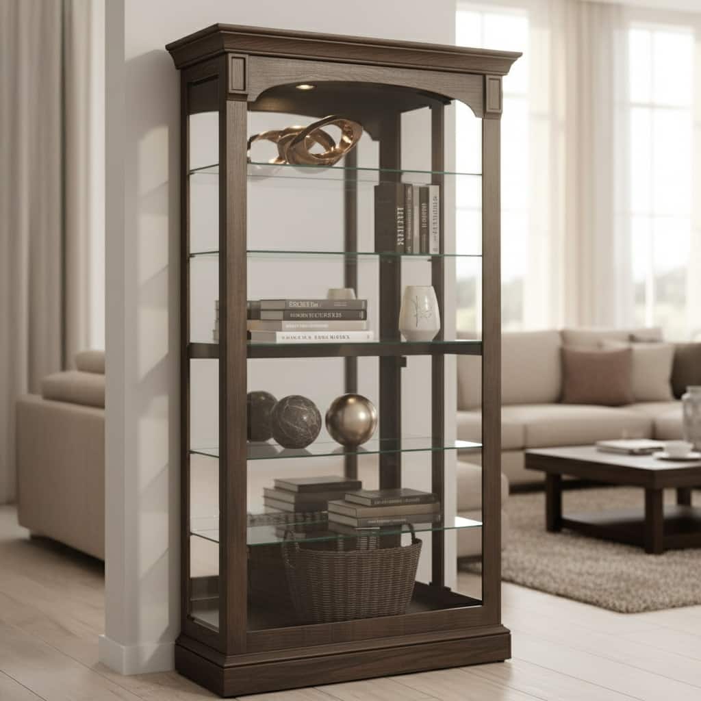 Howard Miller Flora III 6-Shelf Oak Curio Cabinet with LED Lighting