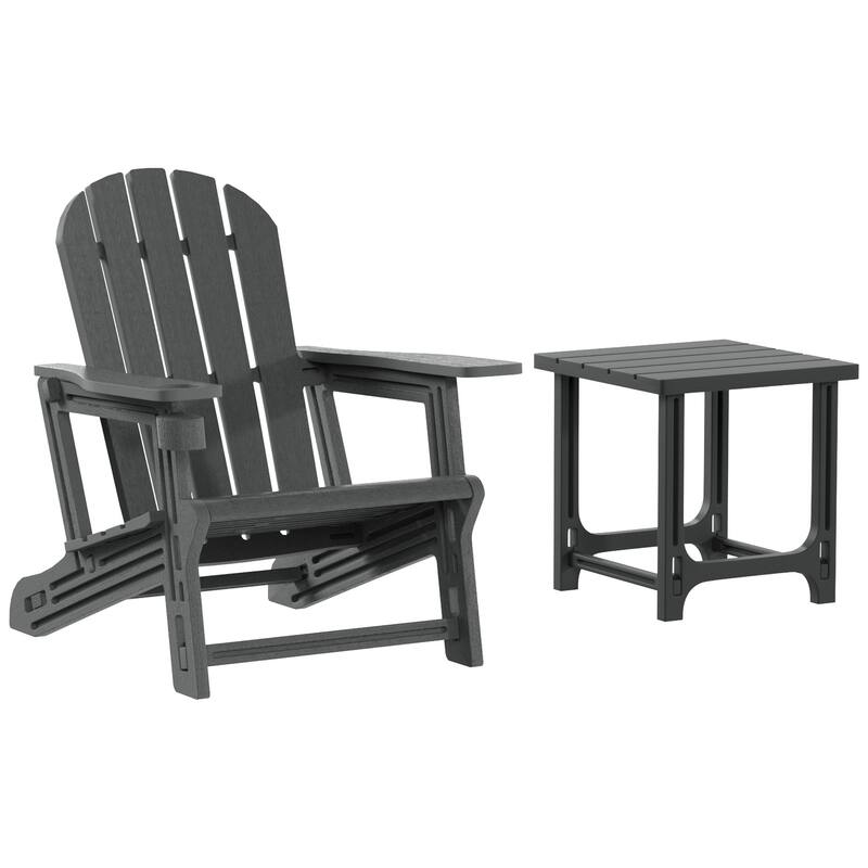 Coastline Outdoor Poly Adirondack Chair with Side Table
