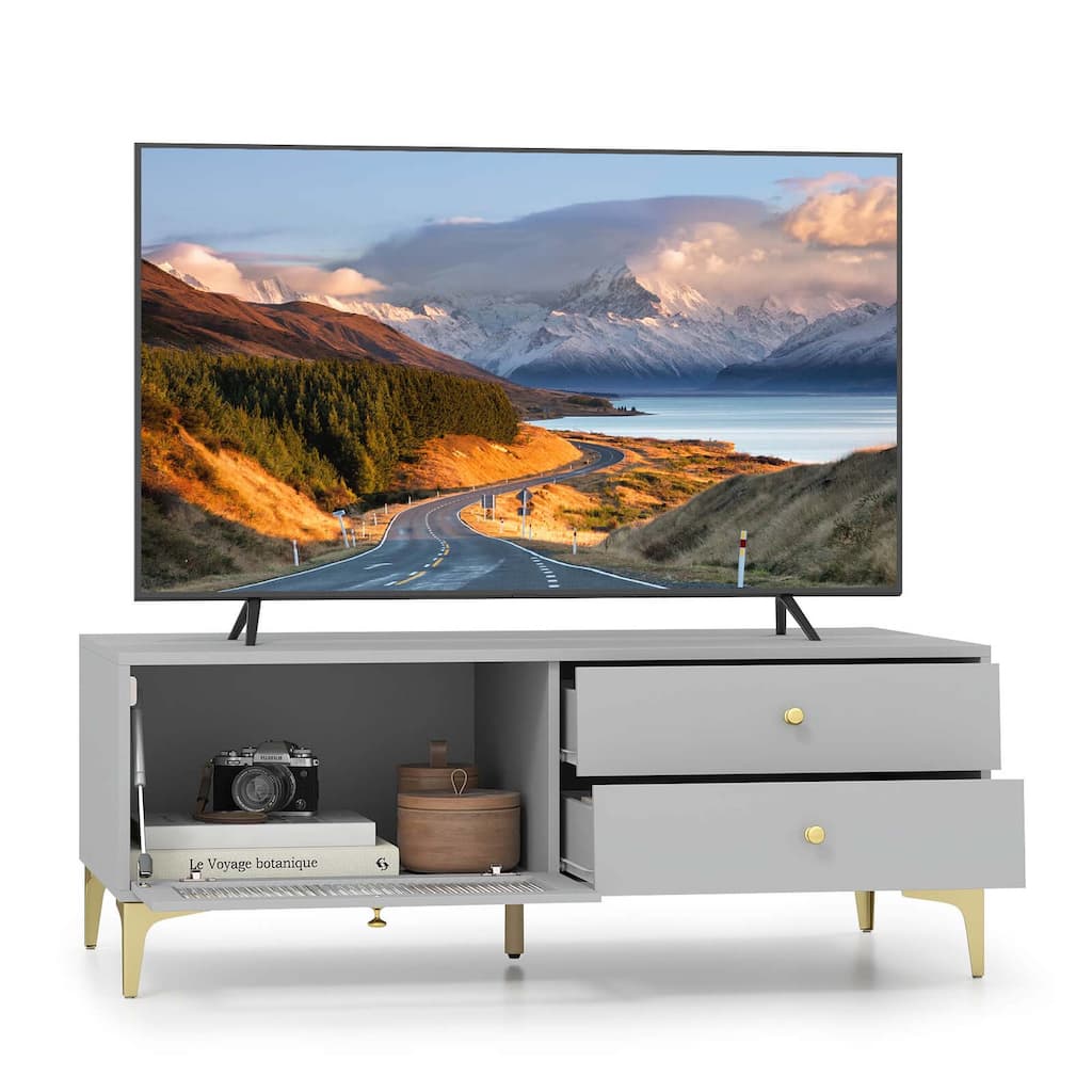 Costway Modern TV Stand for 55" TVs with Drop Down Door Cabinet 2 - See Details