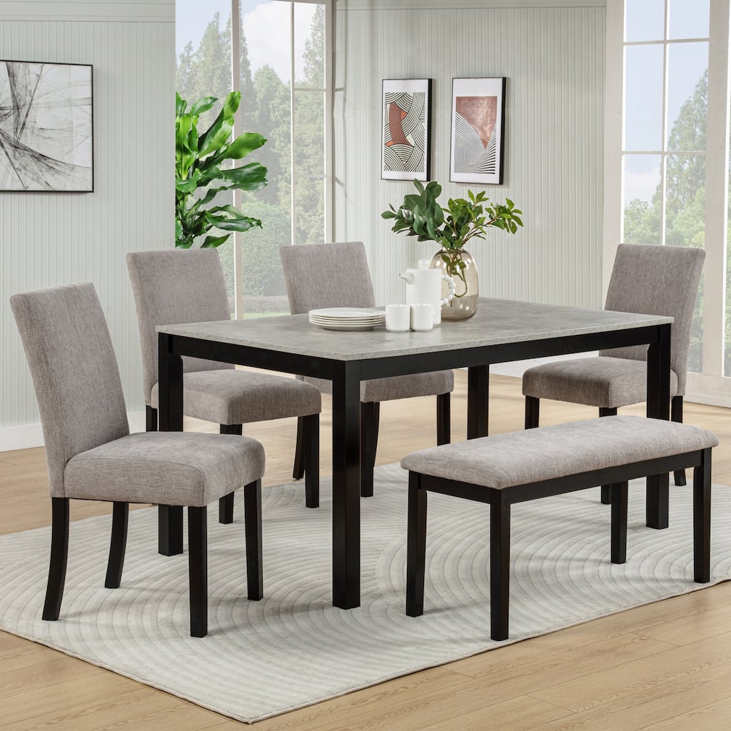 5-piece Wooden Dining Table Set with 4 Chairs, Dining Table Set for 4 People, Modern 4 Person Dining Table Set